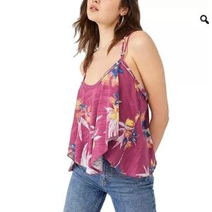 NWT We the Free Free People Hey Girl Cotton Tank Top In Spring Plum Combo
